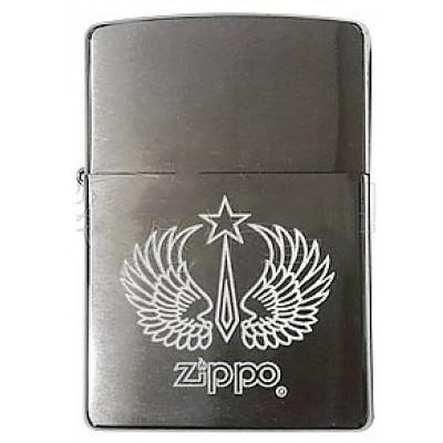 200 Wings Star Зажигалка ZIPPO широкая, Brushed Chrome