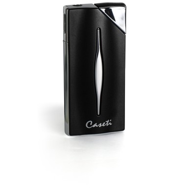 CA484-1 Зажигалка "Caseti" газовая турбо, ветрозащитная, черный/ хром, 3,0.x1,0x6,5см.