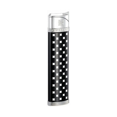 2807 Зажигалка "Givenchy" газовая пьезо, Dia-silver black lacquer, 1,7x0,8x8,0 см