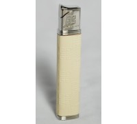 3516 Зажигалка "Givenchy" газовая пьезо, Dia-Silver Beige Leather, 1,5x0,9x8,3 см