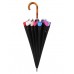 Зонт-трость "Три Слона" женский №2161-black, купол 60 см, 16 спиц, черный, ручка дерево
