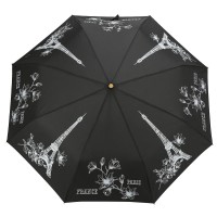 Зонт "Три Слона" женский №L3897-B-4, купол D=103 см, 8 спиц, Париж/черный