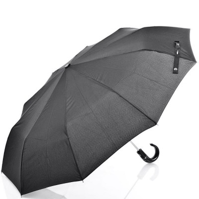 Зонт "Три Слона" мужской №510-L, радиус купола 58 см (D=104 см), 10 спиц, черный, ручка крюк кожа