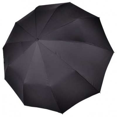 Зонт "Три Слона" мужской №605, купол D=116 см,10 спиц, черный, ручка прямая пластик