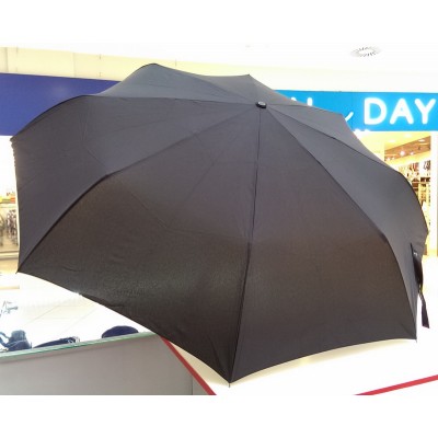 Зонт "Три Слона" мужской №710, радиус купола 70 см (D=122 см), 8 спиц, черный, ручка прямая пластик
