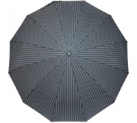 Зонт "Три Слона" мужской № 7121-2, радиус купола 70 см (D=124 см), 12 спиц, серый в полоску, ручка прямая пластик