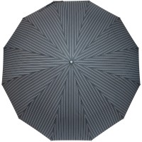 Зонт "Три Слона" мужской № M7121-2, радиус купола 70 см (D=124 см), 12 спиц, серый в полоску, ручка прямая пластик