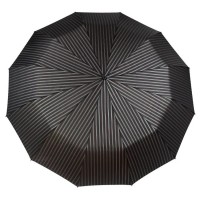 Зонт "Три Слона" мужской № M7121-4, радиус купола 70 см (D=124 см), 12 спиц, черный в полоску, ручка прямая пластик