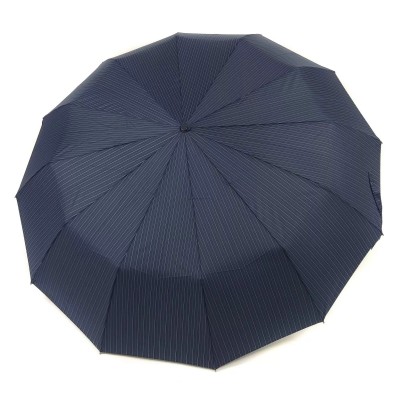 Зонт "Три Слона" мужской № 7121-5, радиус купола 70 см (D=124 см), 12 спиц, синий в полоску, ручка прямая пластик