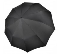 Зонт "Три Слона" мужской №7100 (725), радиус купола 70 см (D=122 см), 10 спиц, черный, ручка крюк кожа, семейный