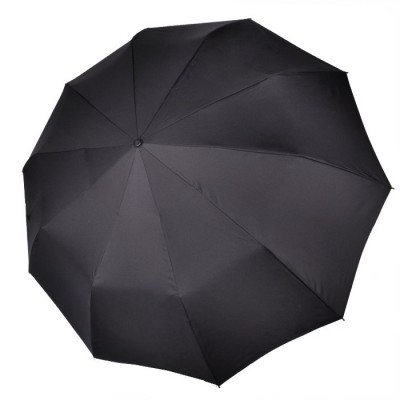 Зонт "Три Слона" мужской №770, радиус купола 70 см (D=122 см), 10 спиц, черный, ручка прямая