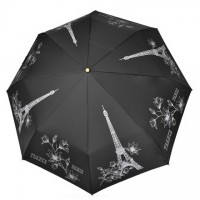 Зонт "Три Слона" женский №L3897-B-4, купол D=103 см, 8 спиц, Париж/черный