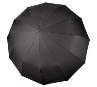 Зонт "Три Слона" мужской № M7125, радиус купола 70 см (D=125 см), 12 спиц, черный, ручка прямая пластик